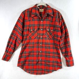Vtg Dee Cee Brand Shirt Men 15.5/34 Red Western Wear Flannel Pearl Snap Rodeo